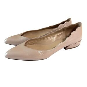 Chloe Laurena Scalloped Ballet Flats Size 38.5 US 8.5 Patent Leather Beige Pink